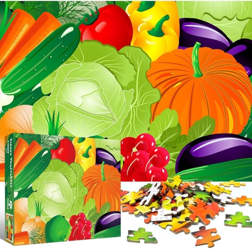 1000 Piece Green Vegetables Jigsaw Puzzle for Adults, Impossible Challenging Puz